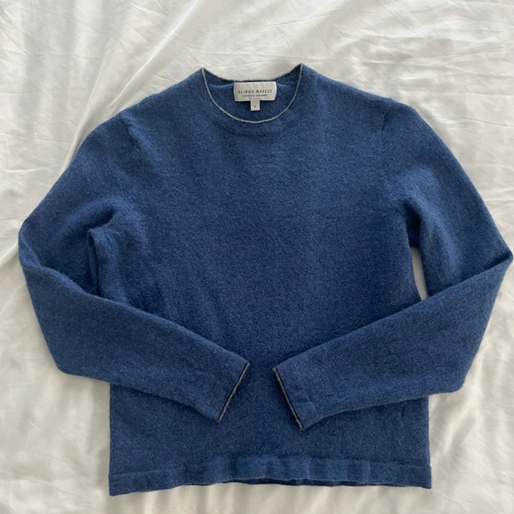 Neiman Marcus 100% Superfine Cashmere Cree Neck Pull Over Sweater - Picture 6 of 7